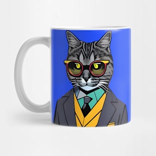 Cat Boss wearing a suit and sunglasses Mug